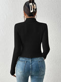 Ladies Cut Out Front Turtleneck Knit Tee G1090 - SWEETKAMA