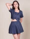 Ladies Denim Crop Top and Skirt Sets SKST456 - SWEETKAMA