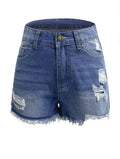 Ladies Distressed High Waist Denim Shorts SKS265 - SWEETKAMA