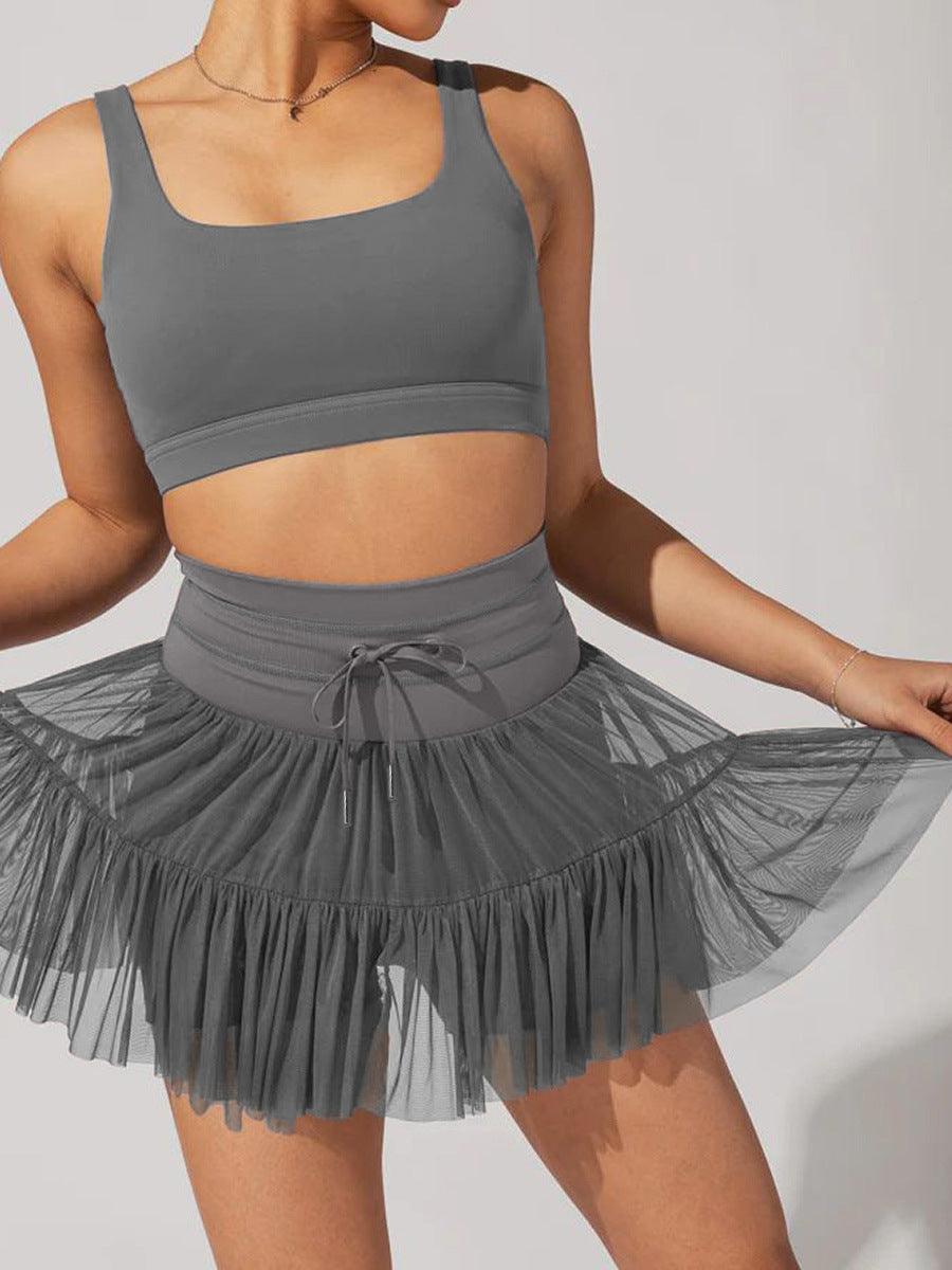 Ladies Drawstring High Waist Pleated Skirt EKDC - SWEETKAMA