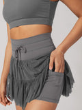 Ladies Drawstring High Waist Pleated Skirt EKDC - SWEETKAMA