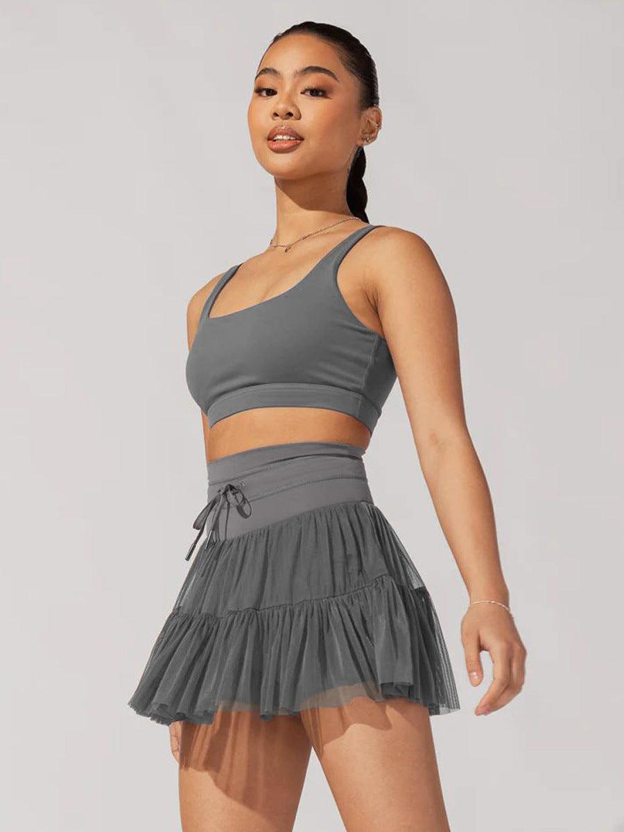 Ladies Drawstring High Waist Pleated Skirt EKDC - SWEETKAMA