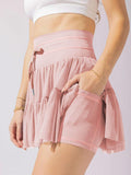 Ladies Drawstring High Waist Pleated Skirt EKDC - SWEETKAMA