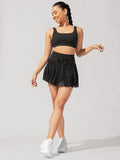 Ladies Drawstring High Waist Pleated Skirt EKDC - SWEETKAMA