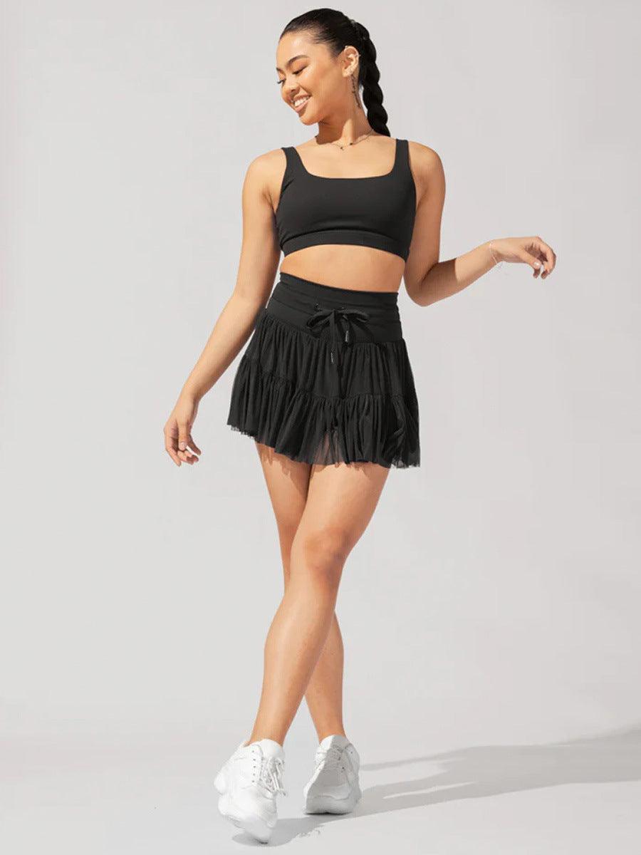 Ladies Drawstring High Waist Pleated Skirt EKDC - SWEETKAMA