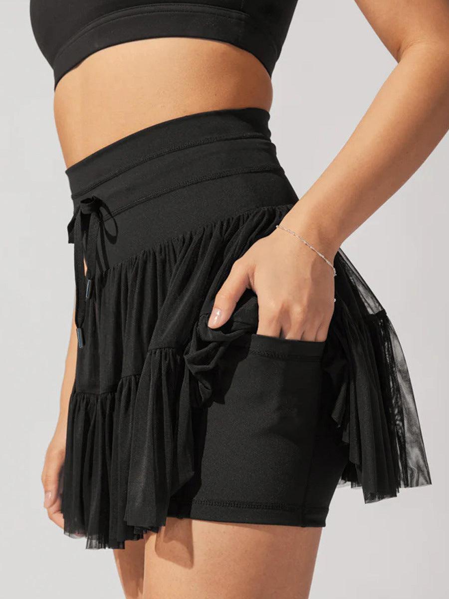 Ladies Drawstring High Waist Pleated Skirt EKDC - SWEETKAMA