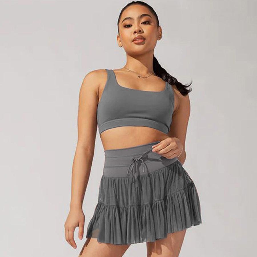 Ladies Drawstring High Waist Pleated Skirt EKDC - SWEETKAMA