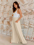 Ladies Drawstring Waist Wide Leg Pants 0405 - SWEETKAMA