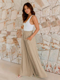 Ladies Drawstring Waist Wide Leg Pants 0405 - SWEETKAMA