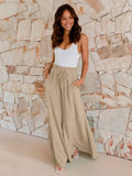 Ladies Drawstring Waist Wide Leg Pants 0405 - SWEETKAMA