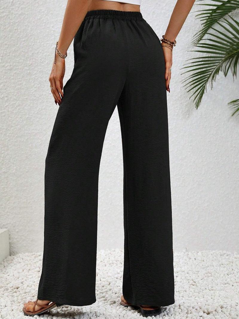 Ladies Drawstring Waist Wide Leg Pants AXR280 - SWEETKAMA