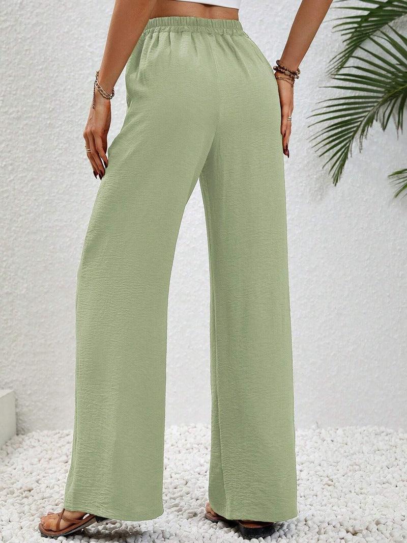 Ladies Drawstring Waist Wide Leg Pants AXR280 - SWEETKAMA