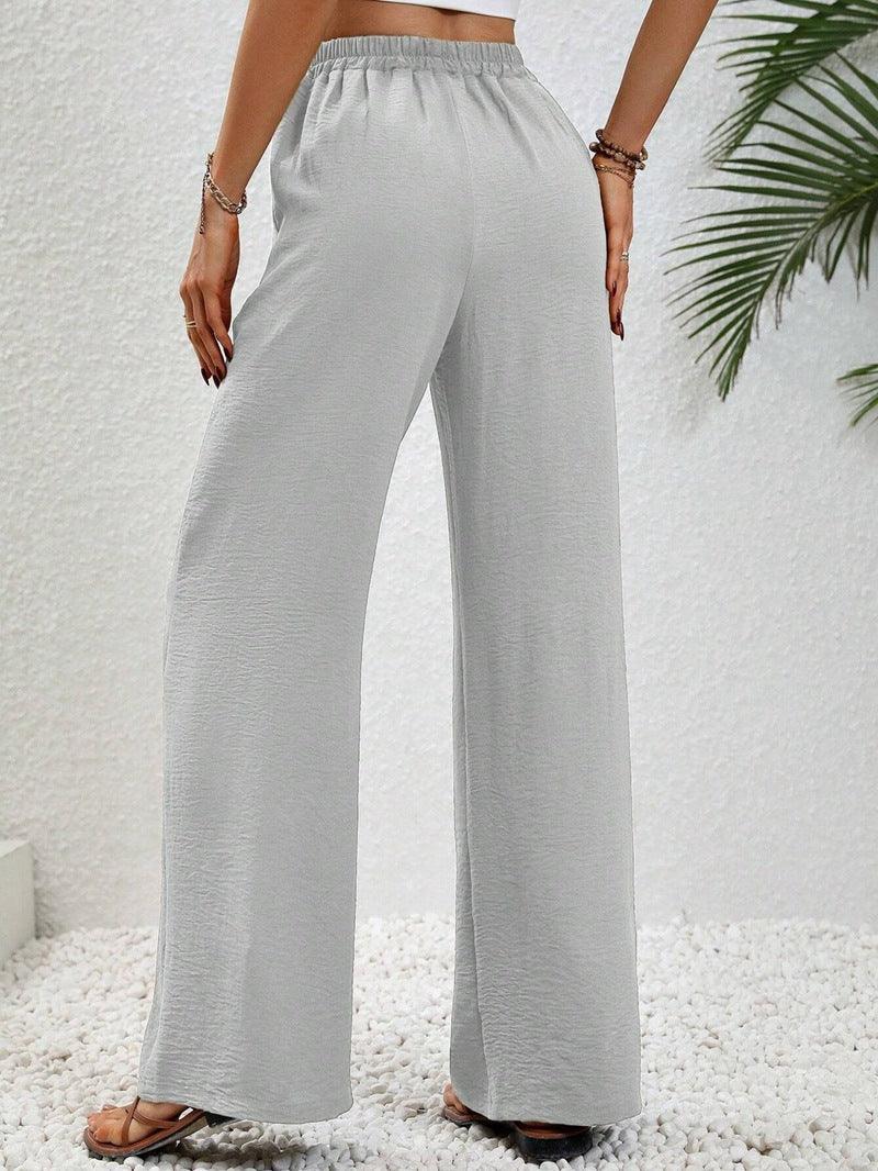 Ladies Drawstring Waist Wide Leg Pants AXR280 - SWEETKAMA