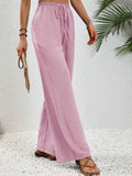 Ladies Drawstring Waist Wide Leg Pants AXR280 - SWEETKAMA