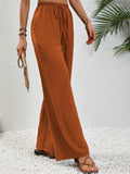 Ladies Drawstring Waist Wide Leg Pants AXR280 - SWEETKAMA