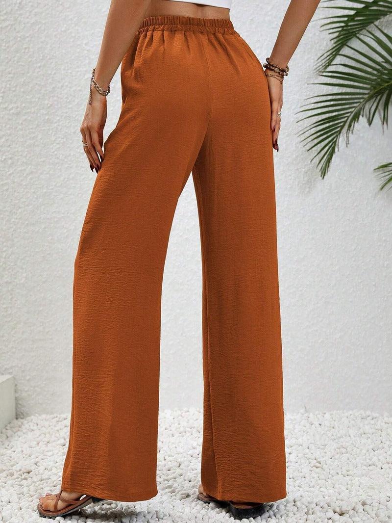 Ladies Drawstring Waist Wide Leg Pants AXR280 - SWEETKAMA