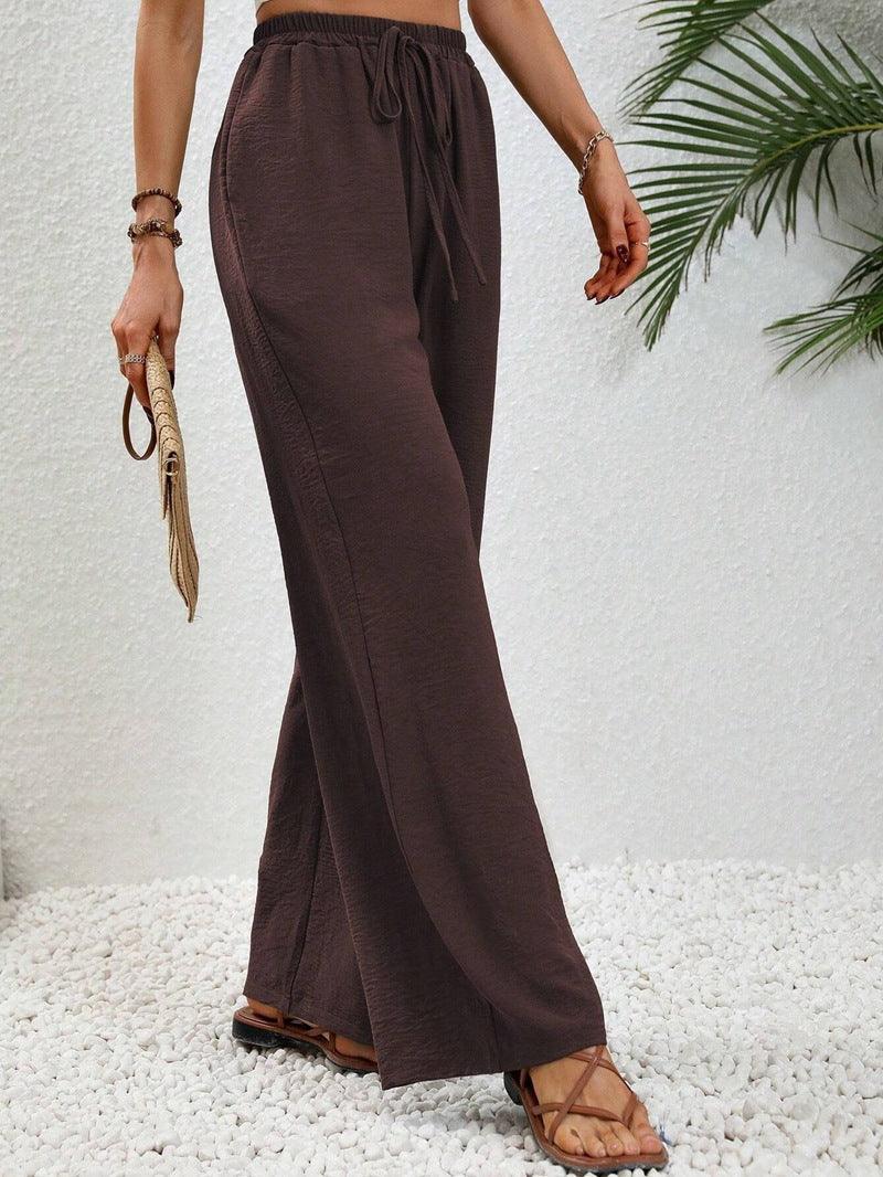 Ladies Drawstring Waist Wide Leg Pants AXR280 - SWEETKAMA