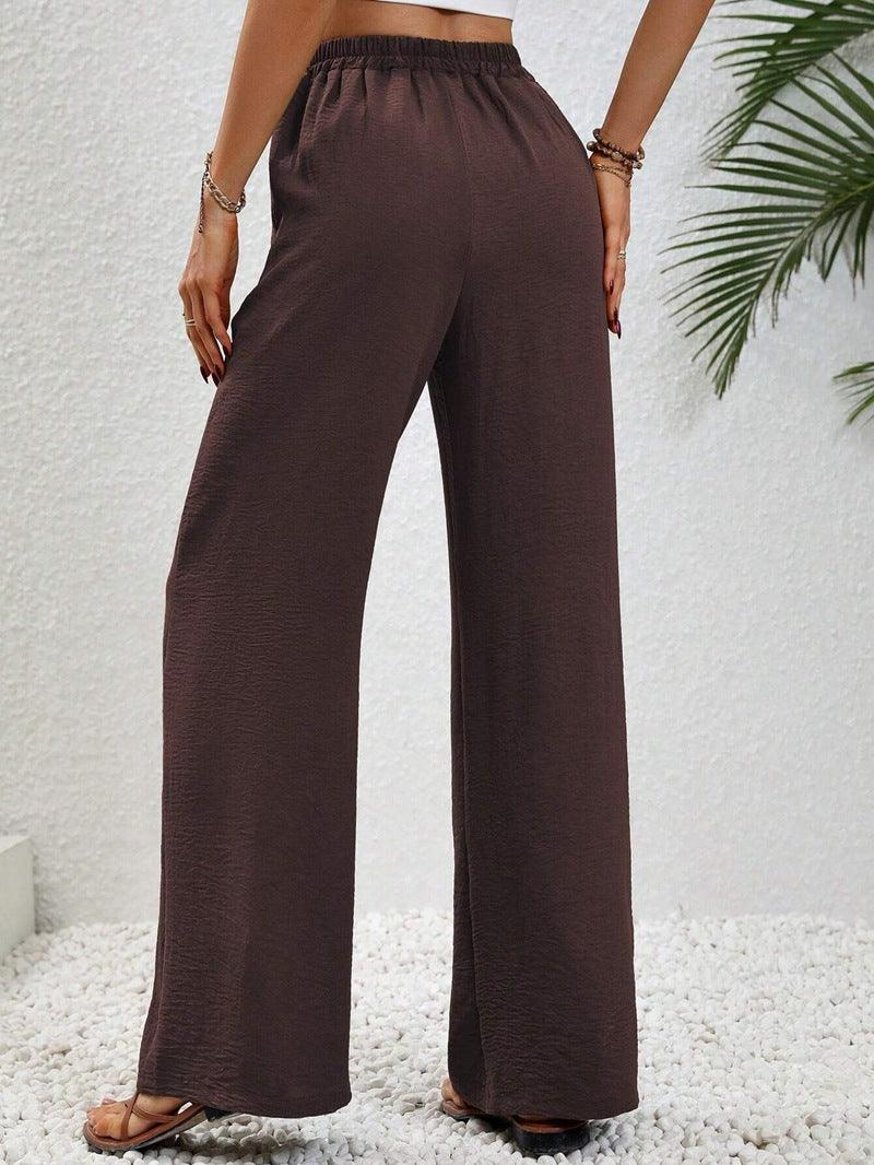 Ladies Drawstring Waist Wide Leg Pants AXR280 - SWEETKAMA