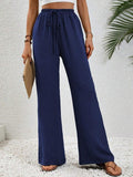 Ladies Drawstring Waist Wide Leg Pants AXR280 - SWEETKAMA