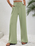 Ladies Drawstring Waist Wide Leg Pants AXR280 - SWEETKAMA