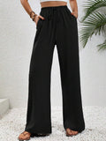 Ladies Drawstring Waist Wide Leg Pants AXR280 - SWEETKAMA