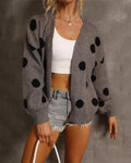 Ladies Drop Shoulder Polka Dot Cardigan T8001 - SWEETKAMA