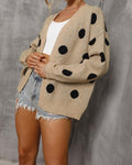 Ladies Drop Shoulder Polka Dot Cardigan T8001 - SWEETKAMA