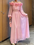 Ladies Elegant 3D Flower Off Shoulder Maxi Dress SKX3877 - SWEETKAMA