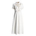 Ladies Elegant 3D Flower Short Sleeves Midi Dress SKX5345 - SWEETKAMA