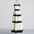 Ladies Elegant Color Block Stripe Maxi Dress SKX3801 - SWEETKAMA