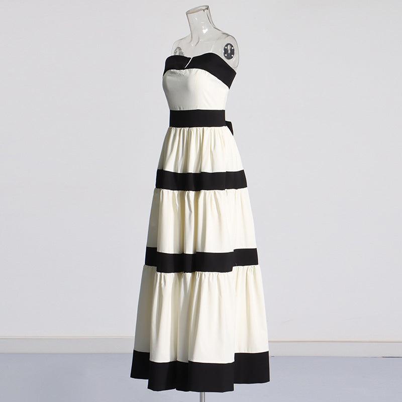 Ladies Elegant Color Block Stripe Maxi Dress SKX3801 - SWEETKAMA