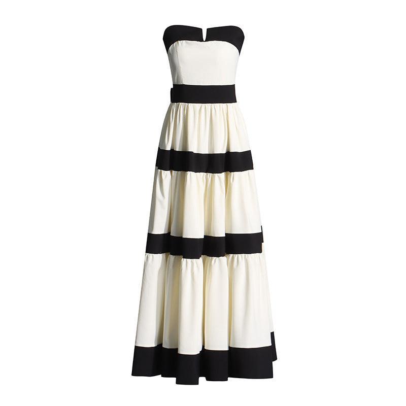 Ladies Elegant Color Block Stripe Maxi Dress SKX3801 - SWEETKAMA