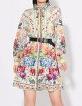 Ladies Elegant Floral Print Botton Mini Dress SKX7891 - SWEETKAMA