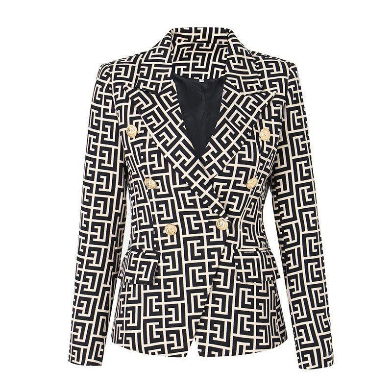 Ladies Elegant Lapel Color Block Blazer 0802 - SWEETKAMA