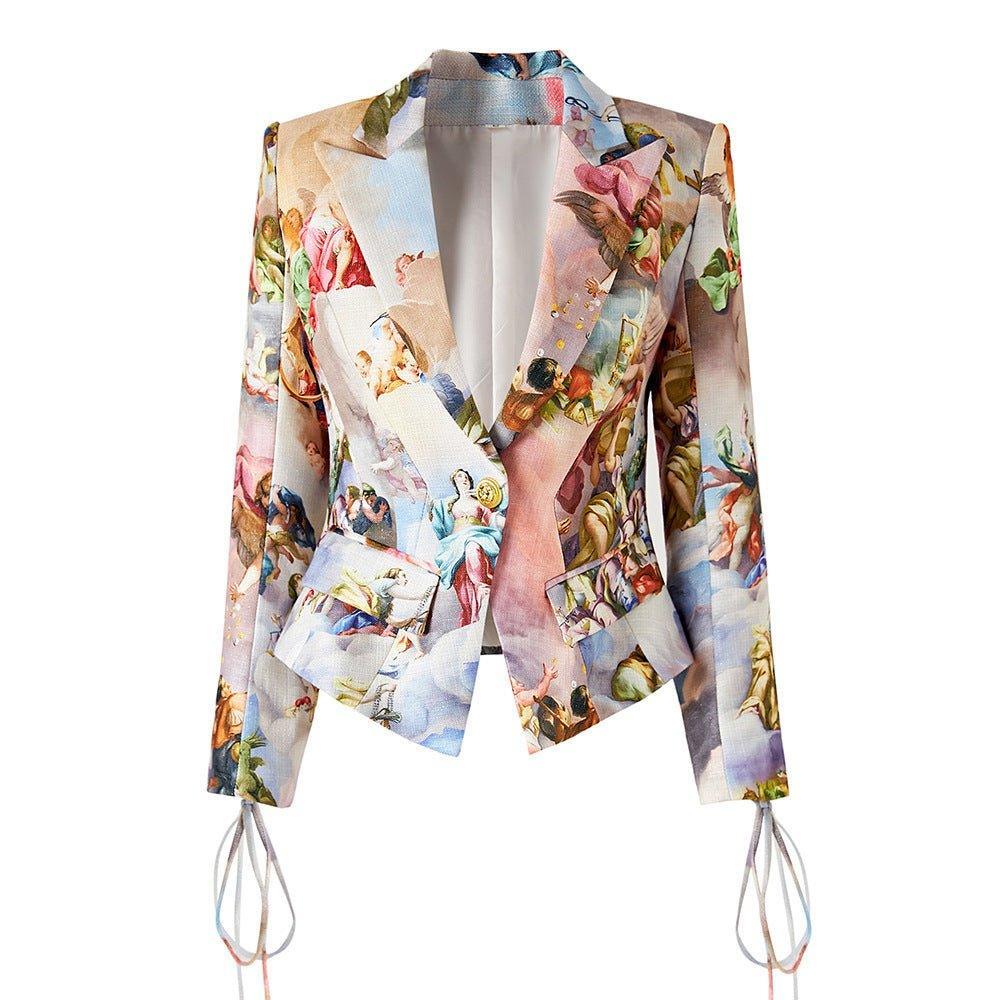 Ladies Elegant Lapel Print Blazer 62001 - SWEETKAMA