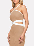 Ladies Exposed Waist Halter Daily Long Dress EQIR - SWEETKAMA