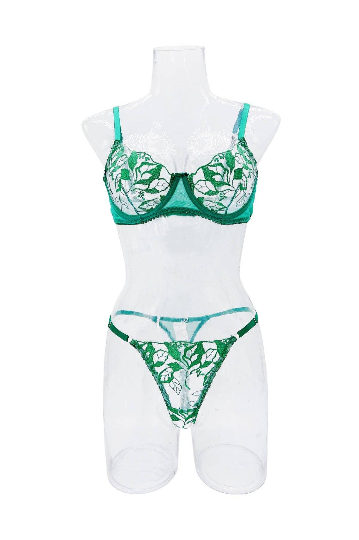 Ladies Floal Embroidery Sexy Lingerie Set HF-4156 - SWEETKAMA