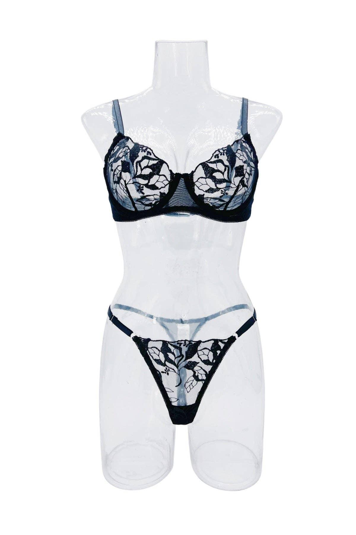 Ladies Floal Embroidery Sexy Lingerie Set HF-4156 - SWEETKAMA