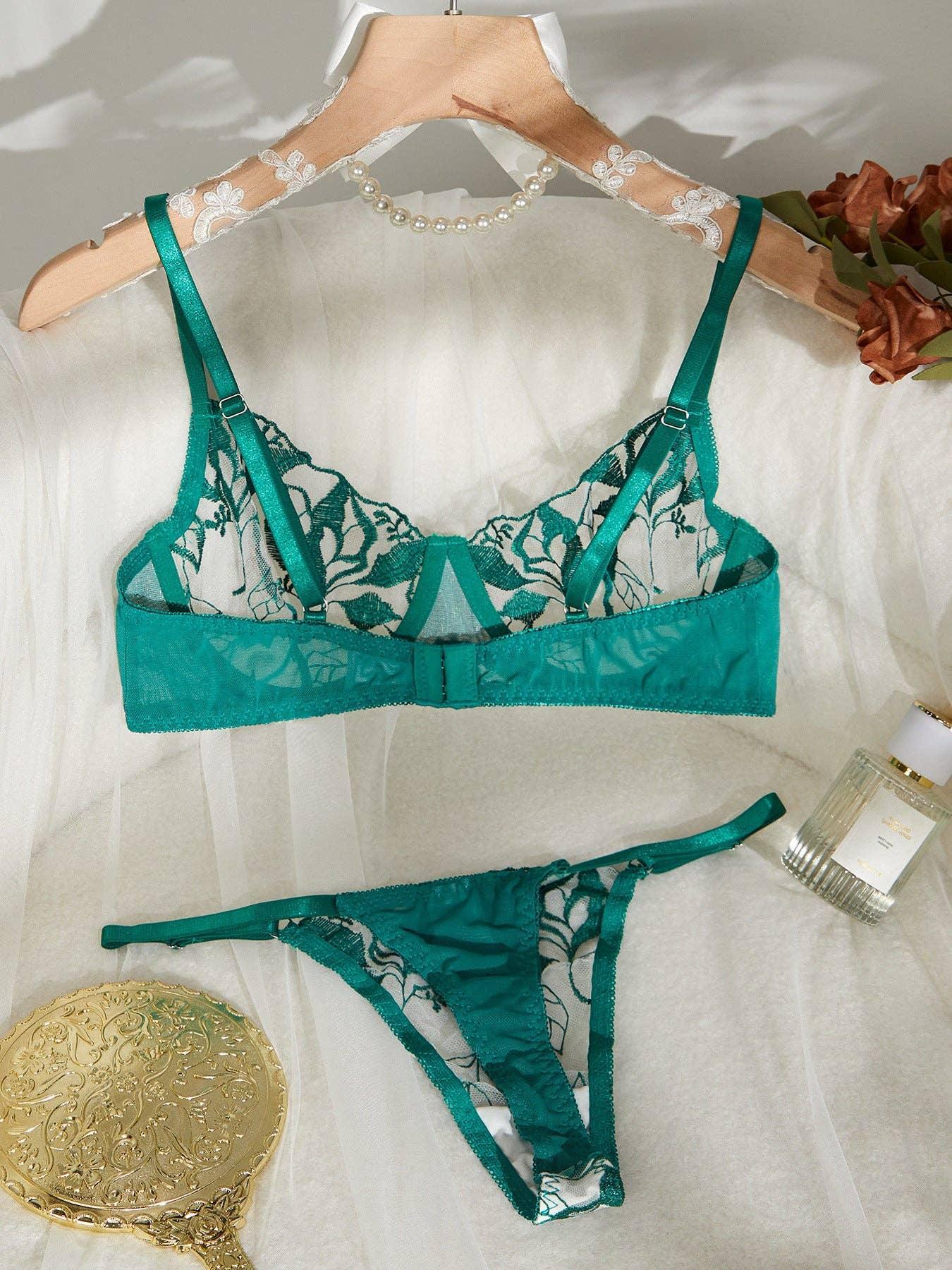 Ladies Floal Embroidery Sexy Lingerie Set HF-4156 - SWEETKAMA