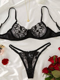 Ladies Floal Embroidery Sexy Lingerie Set HF-4156 - SWEETKAMA