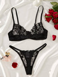 Ladies Floal Embroidery Sexy Lingerie Set HF-4156 - SWEETKAMA