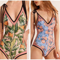 Ladies Floral Print Reversible One Piece Swimwear Y18 - SWEETKAMA