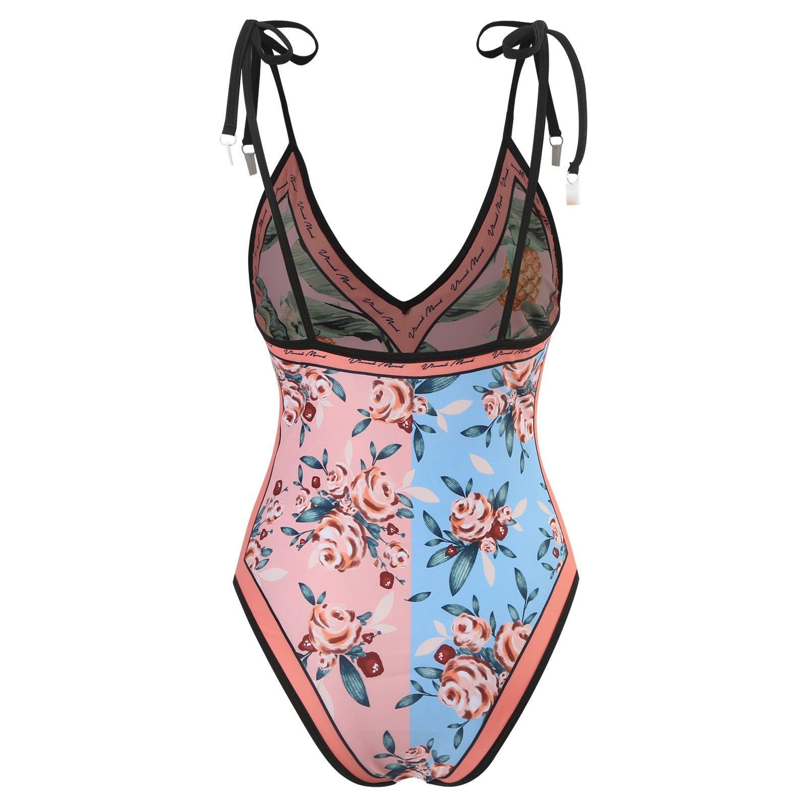 Ladies Floral Print Reversible One Piece Swimwear Y18 - SWEETKAMA