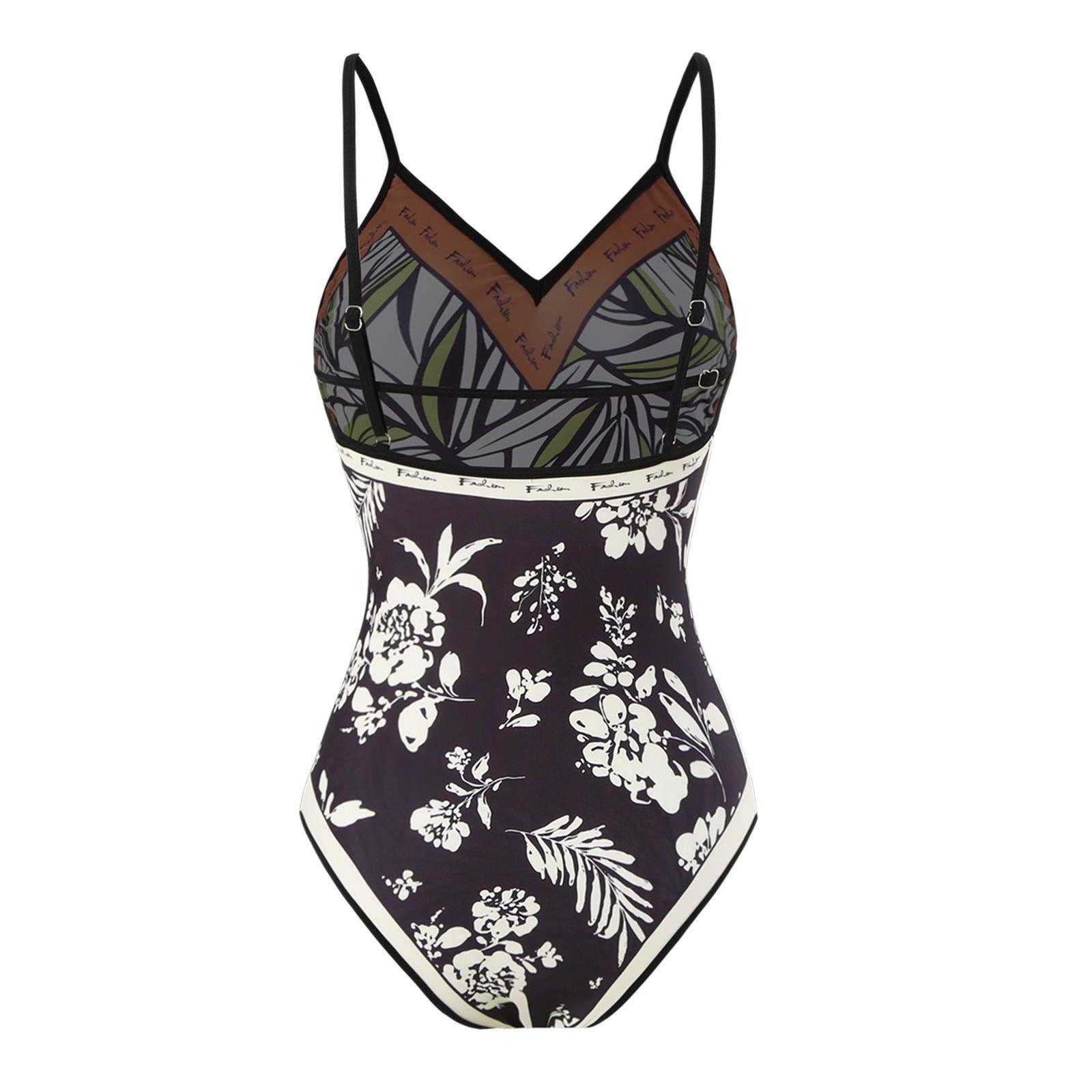 Ladies Floral Print Reversible One Piece Swimwear Y18 - SWEETKAMA