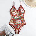 Ladies Floral Print Reversible One Piece Swimwear Y18 - SWEETKAMA