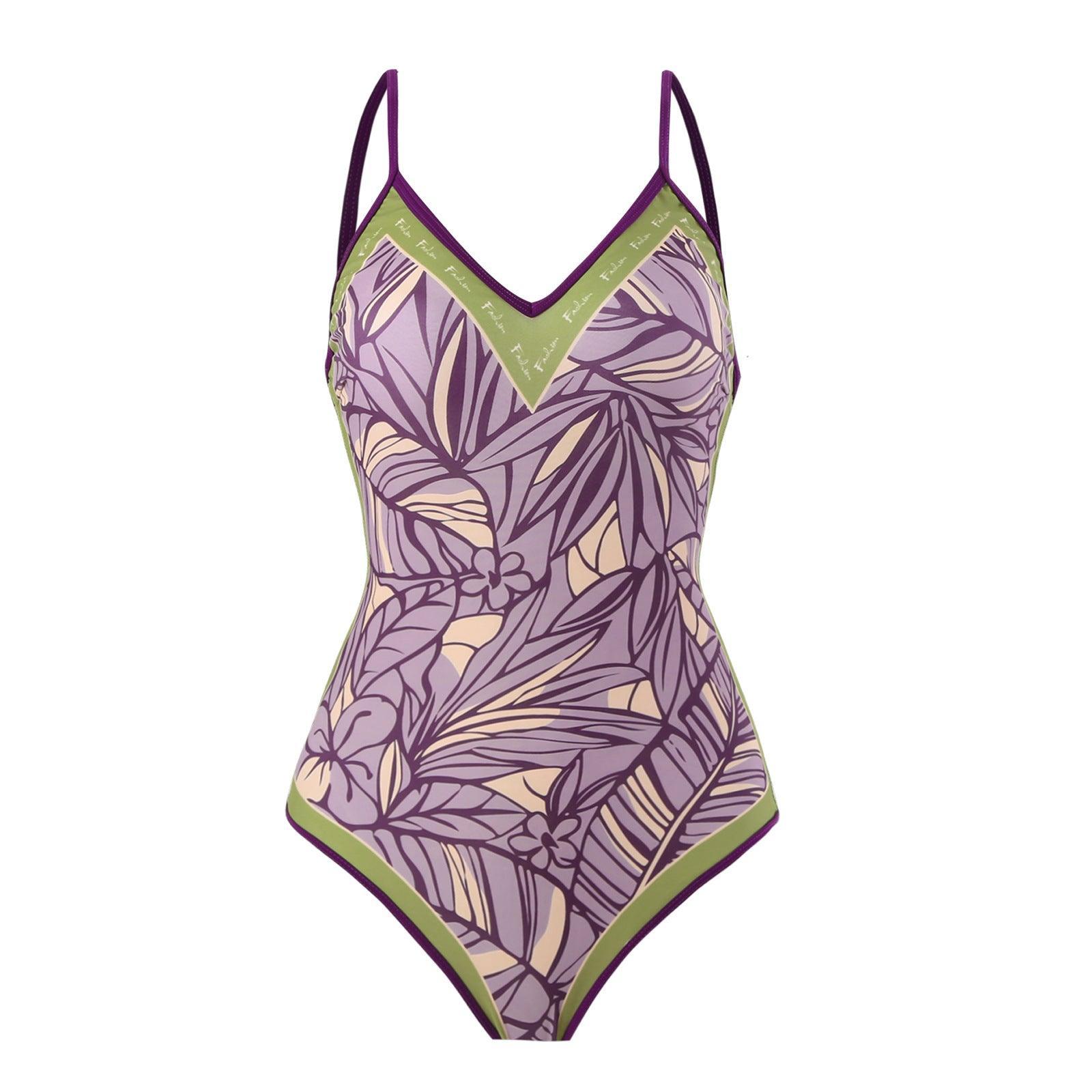 Ladies Floral Print Reversible One Piece Swimwear Y18 - SWEETKAMA