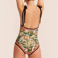 Ladies Floral Print Reversible One Piece Swimwear Y18 - SWEETKAMA