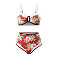 Ladies Floral Print Shoulder Straps Bikini Set Y153 - SWEETKAMA