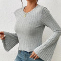 Ladies Flounce Sleeves Crew Neck Knit Tee G1021 - SWEETKAMA