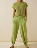 Ladies Funnel Neckline Top and Pants Set SKST474 - SWEETKAMA